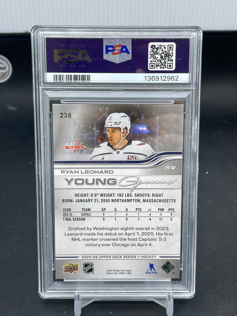 2025 UPPER DECK SERIES ONE - DELUXE - YOUNG GUNS - R. LEONARD - #238 - #'D/250 - PSA 9 - RC