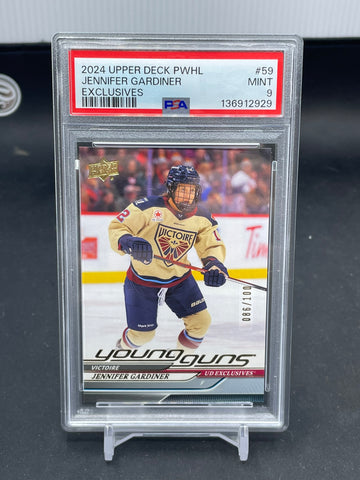 2024 UPPER DECK PWHL - UD EXCLUSIVES - YOUNG GUNS - J. GARDINER - #59 - #'D/100 - PSA 9 - RC