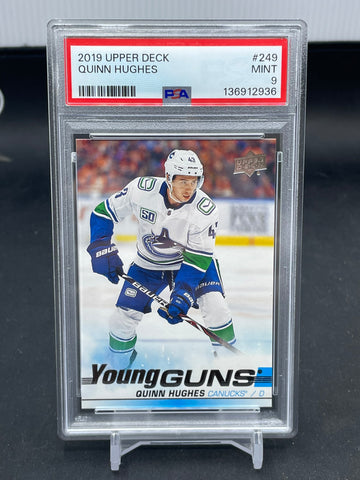 2019 UPPER DECK SERIES ONE - YOUNG GUNS - Q. HUGHES - #249 - PSA 9 - RC