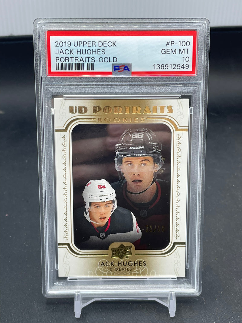 2019 UPPER DECK SERIES TWO - GOLD - UD PORTRAITS - J. HUGHES - #P-100 - #'D/99 - PSA 10 - RC