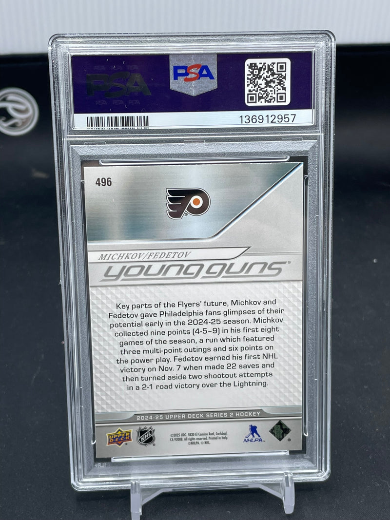 2024 UPPER DECK SERIES TWO - DELUXE - YOUNG GUNS TEAMMATES - M. MICHKOV / I. FEDEDTOV - #496 - #'D/250 - PSA 10 - RC