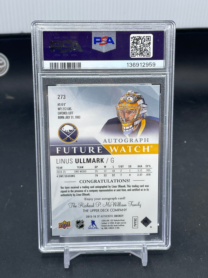 2015 UPPER DECK SP AUTHENTIC - FUTURE WATCH AUTO - L. ULLMARK - #273 - #'D/999 - AUTOGRAPH - PSA 9 - RC