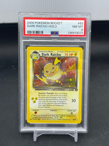 POKEMON - TEAM ROCKET - DARK RAICHU - HOLO - #83 - PSA 8