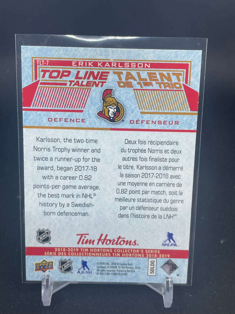 2018 UPPER DECK TIM HORTONS - TOP LINE TALENT - E. KARLSSON -