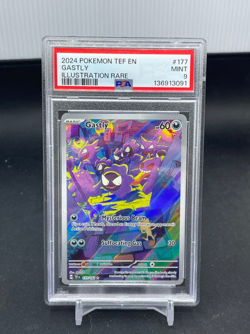 POKEMON - TEMPORAL FORCES - GASTLY - ILLUSTRATION RARE - #177 - PSA 9
