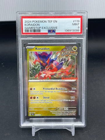 POKEMON - TEMPORAL FORCES GAMESTOP EXCLUSIVE - KORAIDON - HOLO - #119 - PSA 9
