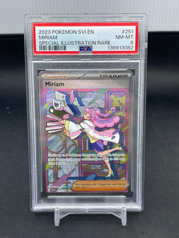 POKEMON - SCARLET & VIOLET - MIRIAM - SPECIAL ILLUSTRATION RARE - #251 - PSA 8