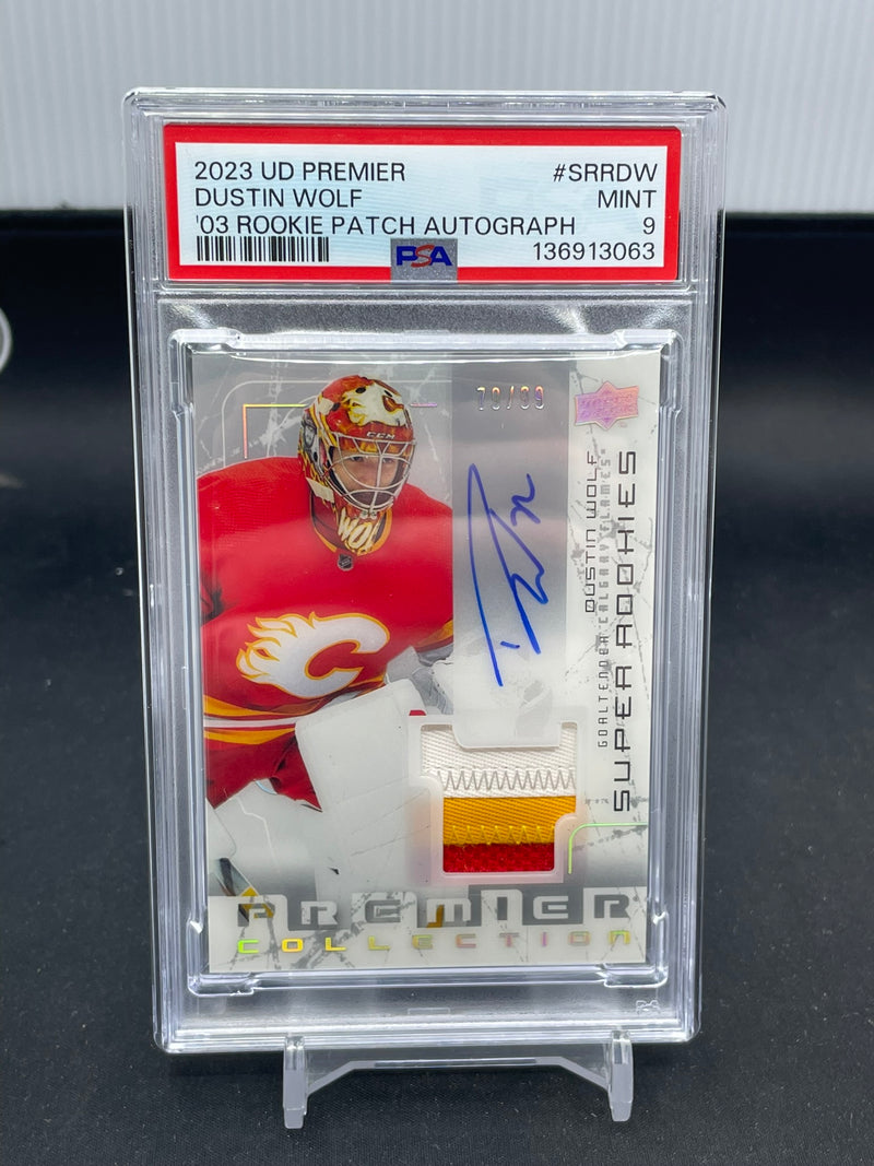 2023 UPPER DECK PREMIER - '03 ROOKIE PATCH AUTO - D. WOLF - #SRRDW - #'D/99 - RELIC - AUTOGRAPH - PSA 9