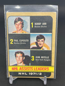 1972 O-PEE-CHEE - NHL ASSISTS LEADERS - B. ORR / P. ESPOSITO / J. RATELLE -