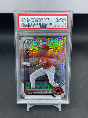 2022 TOPPS BOWMAN CHROME - SPECKLE REFRACTOR - E. DE LA CRUZ - #BCP224 - #'D/299 - PSA 10