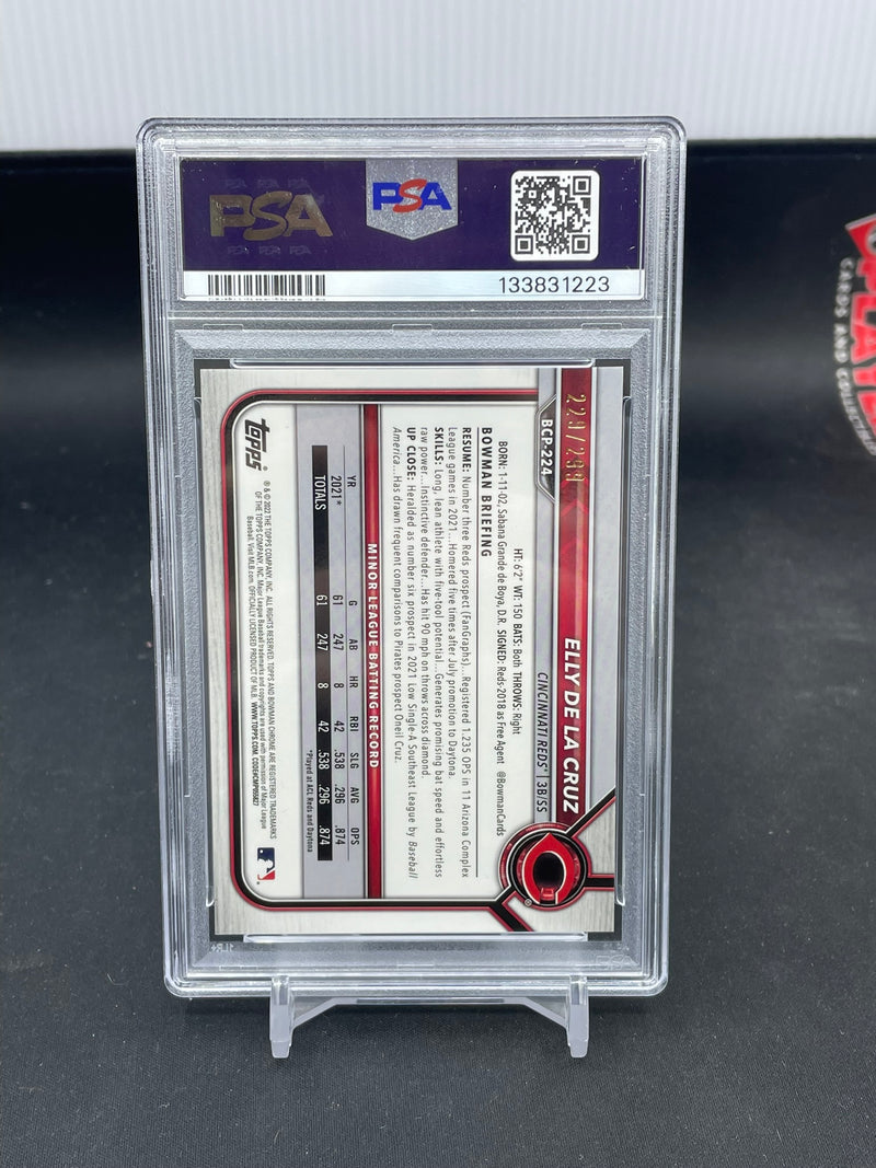 2022 TOPPS BOWMAN CHROME - SPECKLE REFRACTOR - E. DE LA CRUZ - #BCP224 - #'D/299 - PSA 10