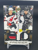 2022 UPPER DECK PREMIER - DUAL PATCH - J. HUGHES / N. HISCHIER - #PD-JHNH - #'D/15 - DUAL RELIC