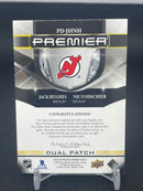 2022 UPPER DECK PREMIER - DUAL PATCH - J. HUGHES / N. HISCHIER - #PD-JHNH - #'D/15 - DUAL RELIC
