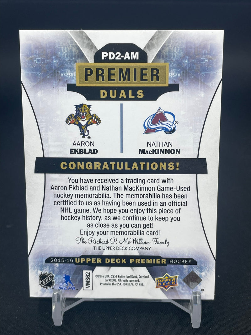 2015 UPPER DECK PREMIER - PREMIER DUALS - A. EKBLAD / N. MACKINNON - #PD2-AM - #'D/15 - DUAL RELIC
