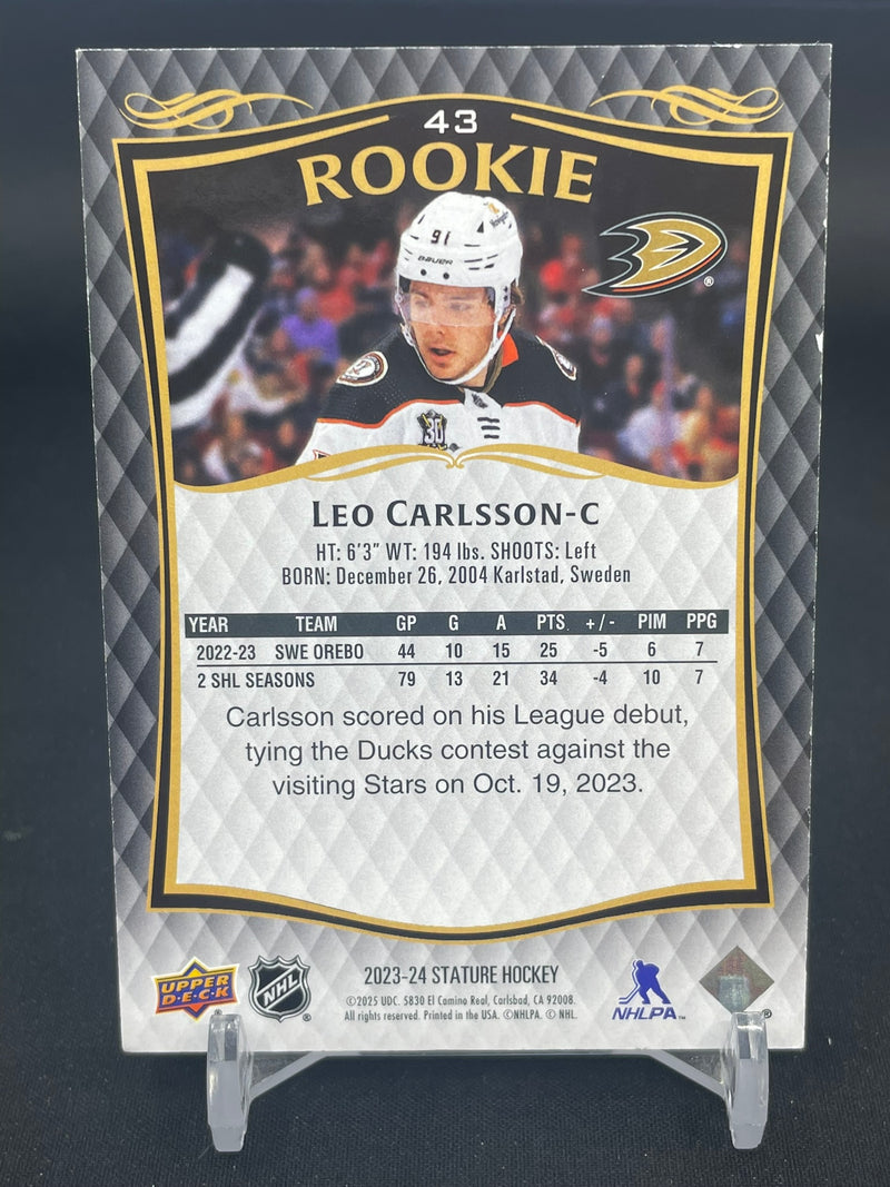 2023 UPPER DECK STATURE - ROOKIE - L. CARLSSON - #43 - #'D/999 - RC