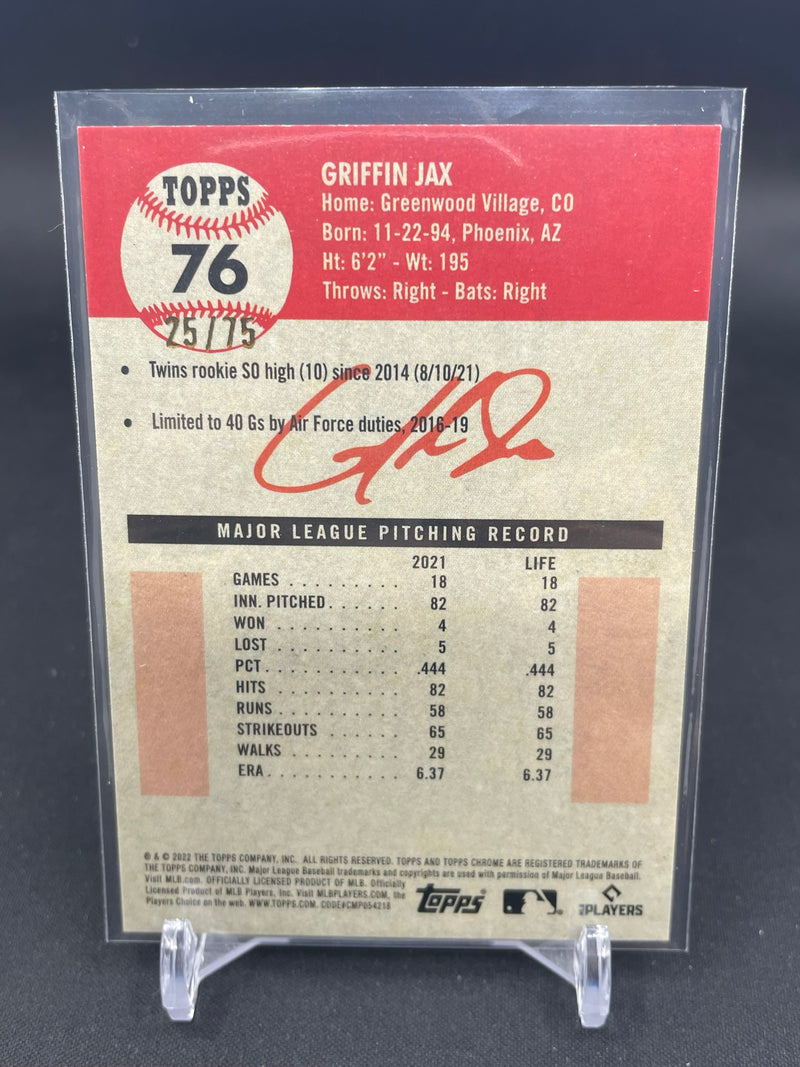 2022 TOPPS CHROME PLATINUM ANNIVERSARY - TOILE CREAM ROSE GOLD REFRACTOR - G. JAX - #76 - #'D/75 - RC