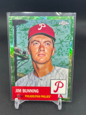 2022 TOPPS CHROME PLATINUM ANNIVERSARY - PLATINUM TOILE WHITE/GREEN REFRACTOR - J. BUNNING - #415 - #'D/99