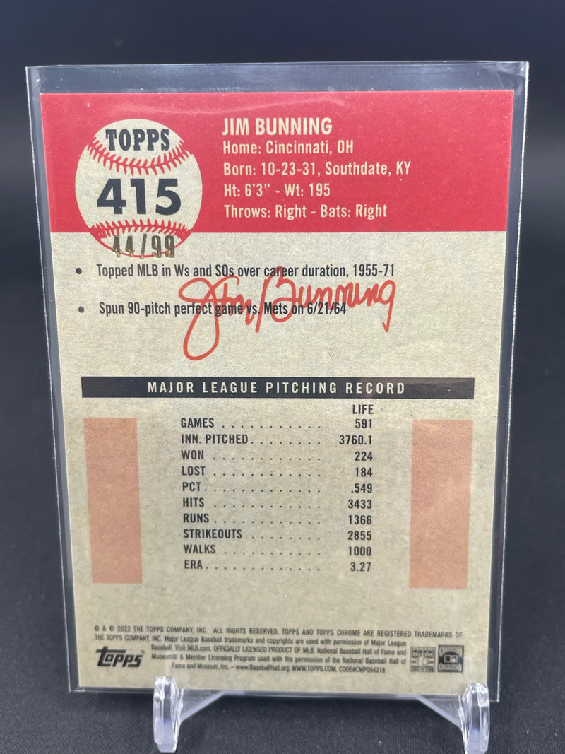 2022 TOPPS CHROME PLATINUM ANNIVERSARY - PLATINUM TOILE WHITE/GREEN REFRACTOR - J. BUNNING - #415 - #'D/99