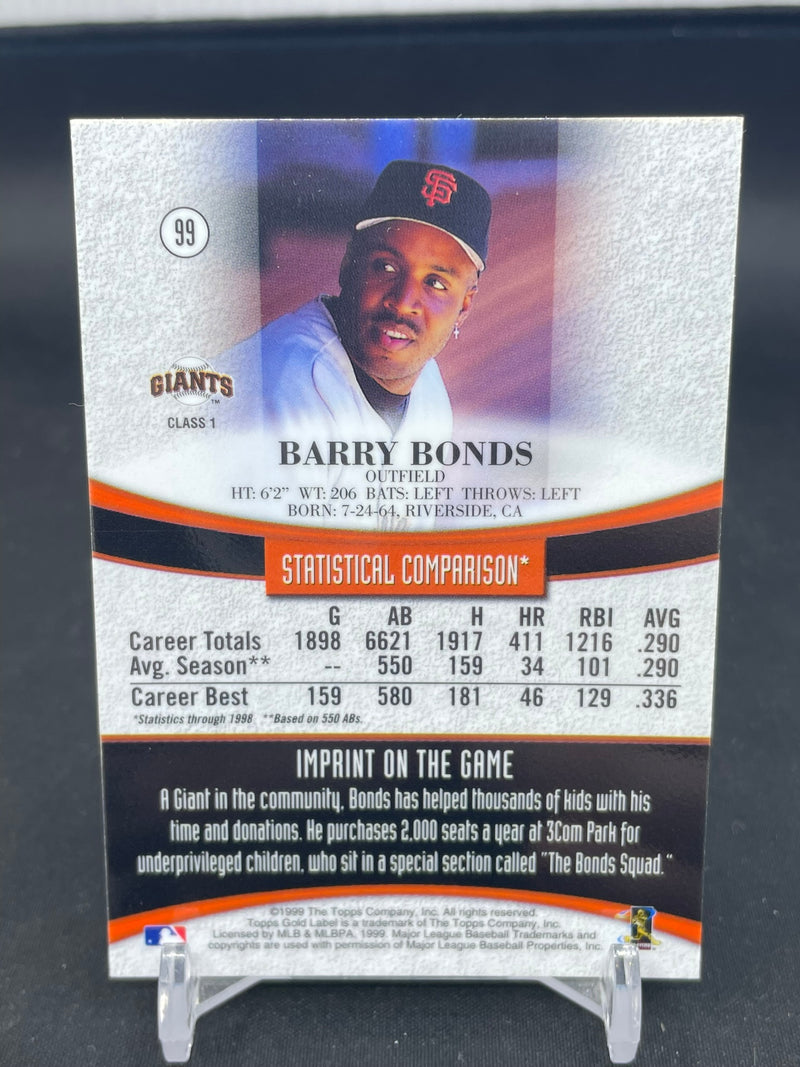 1999 TOPPS GOLD LABEL - CLASS 1 - B. BONDS -