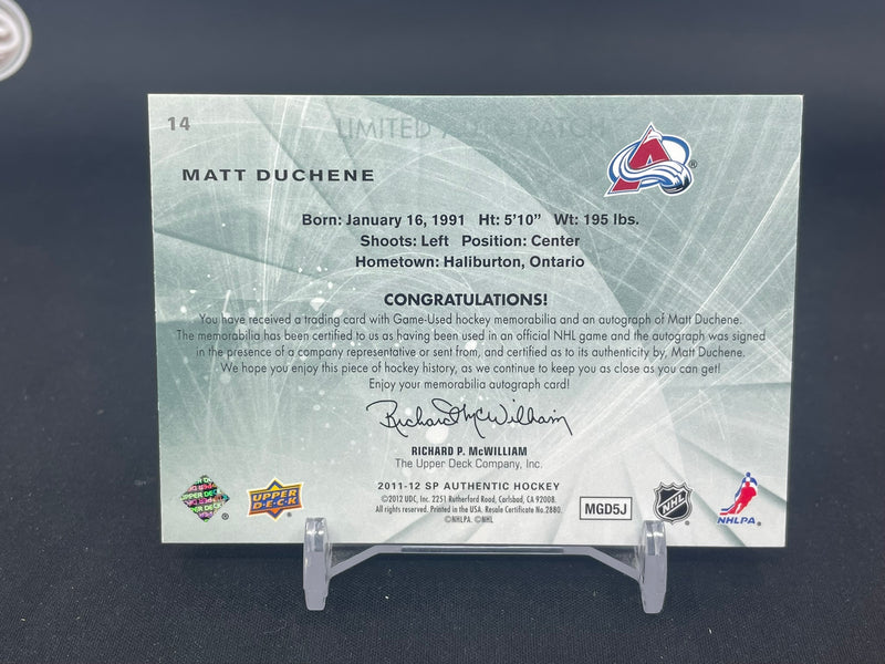 2011 UPPER DECK SP AUTHENTIC - LIMITED AUTO PATCH - M. DUCHENE - #14 - #'D/100 - RELIC - AUTOGRAPH