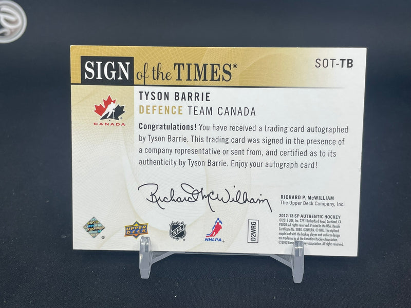 2012 UPPER DECK SP AUTHENTIC - SIGN OF THE TIMES - T. BARRIE -