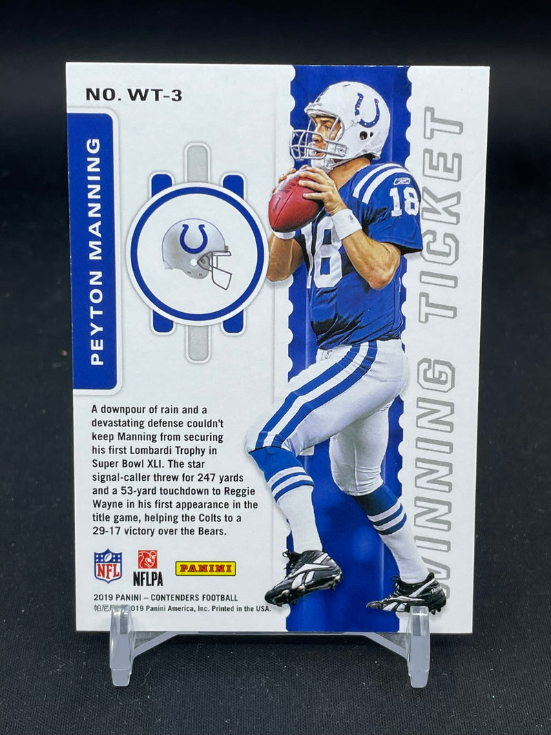 2019 PANINI CONTENDERS - SILVER - WINNING TICKET - P. MANNING - #WT-3 - #'D/75