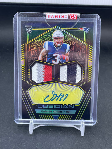 2019 PANINI OBSIDIAN - YELLOW - D. HARRIS - #RJI-DHA - #'D/25 - DUAL RELIC - AUTOGRAPH - RC