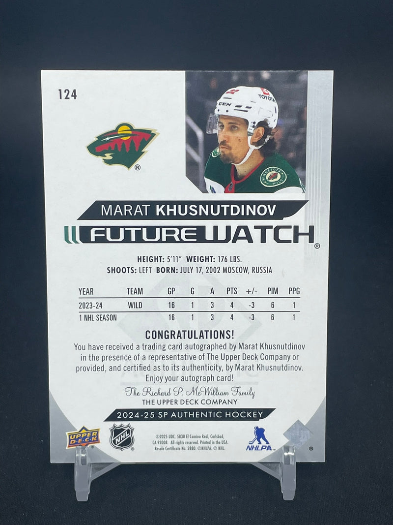 2024 UPPER DECK SP AUTHENTIC - HORIZONTAL FUTURE WATCH AUTO - M. KHUSNUTDINOV - #124 - #'D/199 - AUTOGRAPH - RC