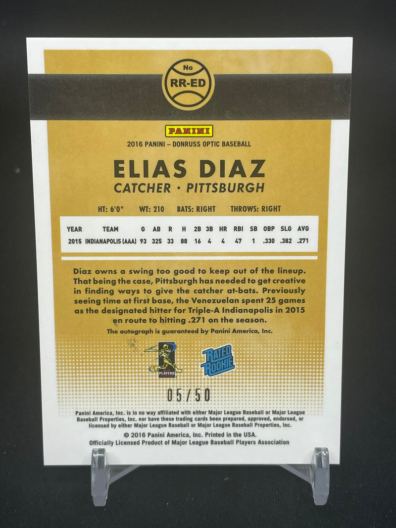 2016 PANINI DONRUSS OPTIC - RED - RATED ROOKIE - E. DIAZ - #RR-ED - #'D/50 - AUTOGRAPH - RC