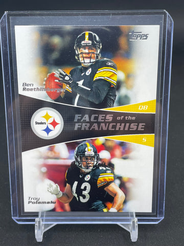 2011 TOPPS - FACES OF THE FRANCHISE - B. ROETHLISBERGER / T. POLAMALU - #FF-RP