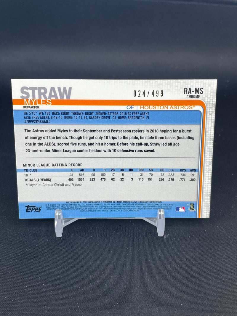 2019 TOPPS CHROME - M. STRAW - #RA-MS - #'D/499 - AUTOGRAPH - RC