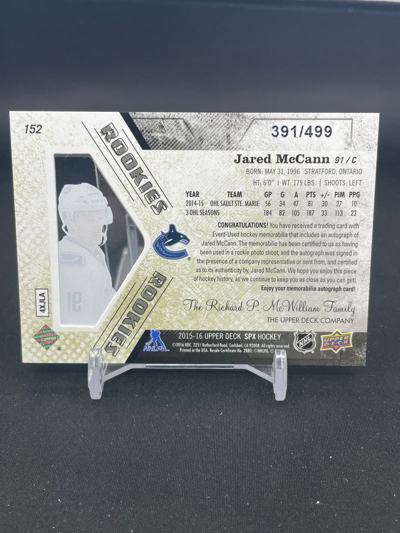 2015 UPPER DECK SPX - AUTO JERSEY ROOKIES - J. MCCANN - #152 - #'D/499 - RELIC - AUTOGRAPH - RC