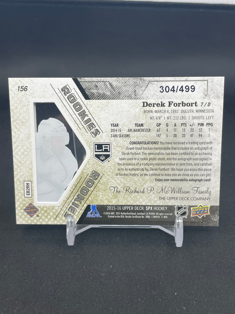 2015 UPPER DECK SPX - AUTO JERSEY ROOKIE - D. FORBORT - #156 - #'D/499 - RELIC - AUTOGRAPH - RC