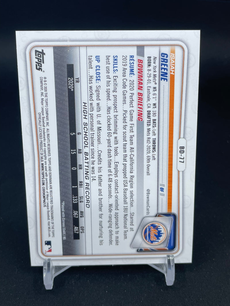 2020 TOPPS BOWMAN - GOLD - I. GREENE - #BD-77 - #'D/50