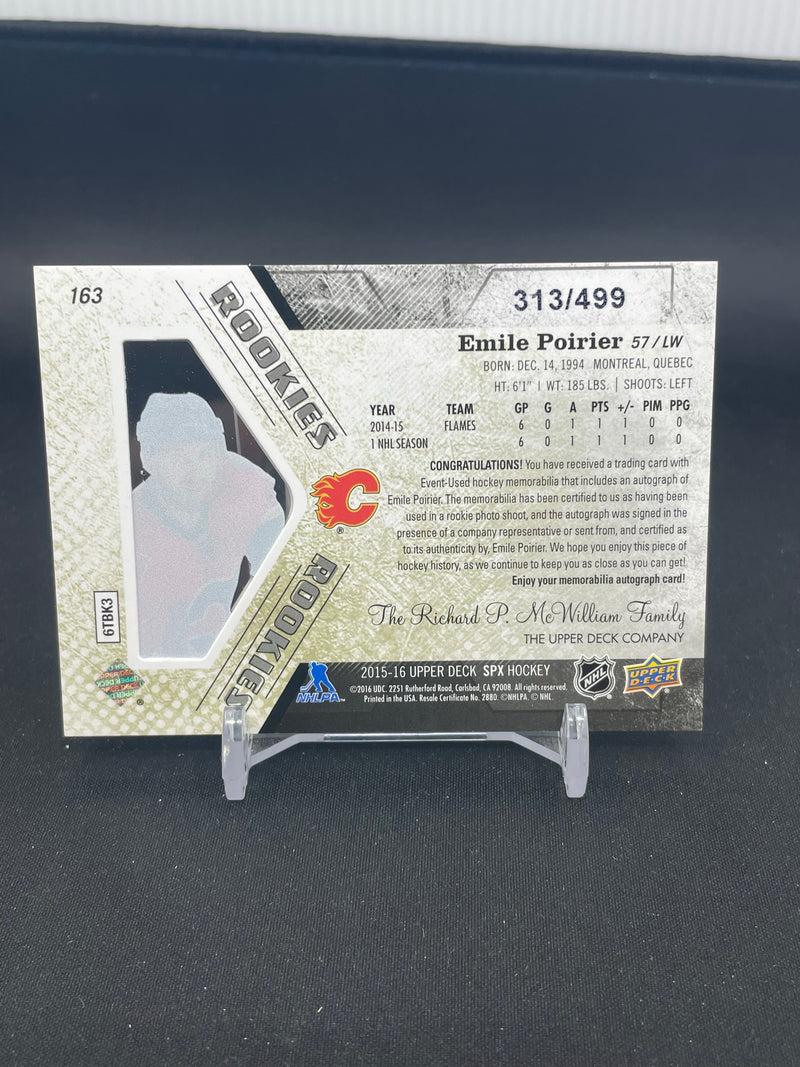 2015 UPPER DECK SPX - AUTO JERSEY ROOKIES - E. POIRIER - #163 - #'D/499 - RELIC - AUTOGRAPH - RC