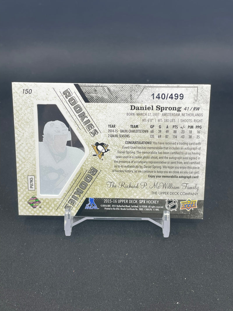 2015 UPPER DECK SPX - AUTO JERSEY ROOKIES - D. SPRONG - #150 - #'D/499 - RELIC - AUTOGRAPH - RC