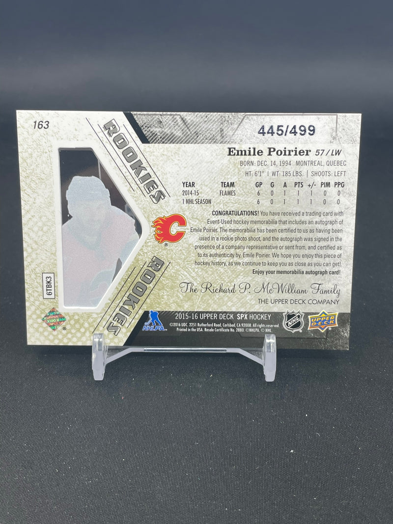 2015 UPPER DECK SPX - AUTO JERSEY ROOKIES - E. POIRIER - #163 - #'D/499 - RELIC - AUTOGRAPH - RC