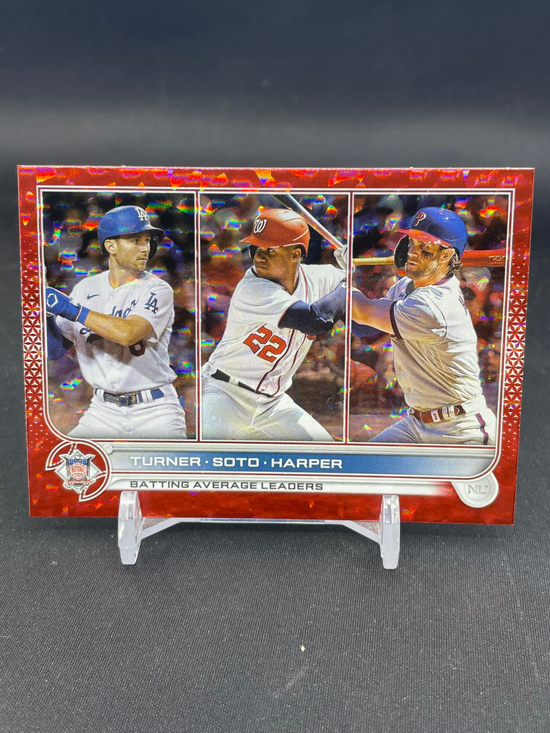 2022 TOPPS SERIES ONE - RED FOILBOARD - LEAGUE LEADERS - T. TURNER / J. SOTO / B. HARPER - #59 - #'D/299
