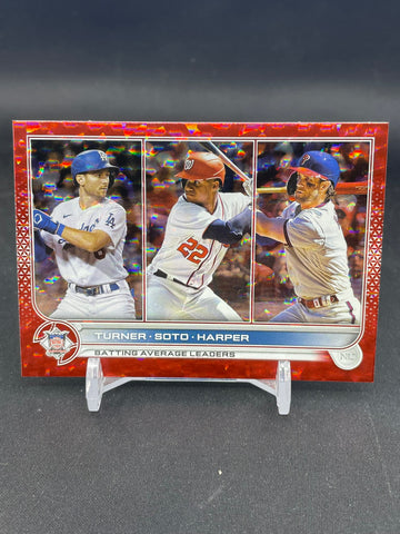 2022 TOPPS SERIES ONE - RED FOILBOARD - LEAGUE LEADERS - T. TURNER / J. SOTO / B. HARPER - #59 - #'D/299