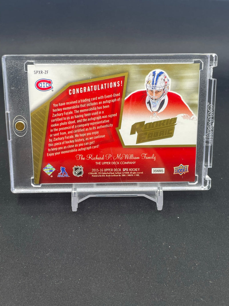 2015 UPPER DECK SPX - ROOKIE FABRICS - Z. FUCALE - #SPXR-ZF - #'D/399 - RELIC - AUTOGRAPH - RC