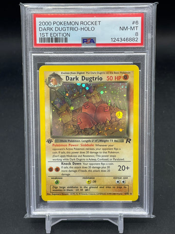 POKEMON - 1ST EDITION TEAM ROCKET - DARK DUGTRIO - HOLO - #6 - PSA 8