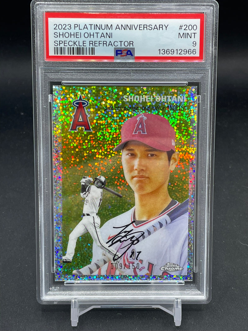2023 TOPPS CHROME PLATINUM ANNIVERSARY - SPECKLE REFRACTOR - S. OHTANI - #200 - #'D/150 - PSA 9