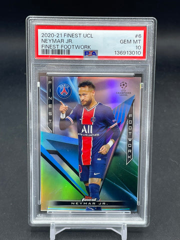 2020 TOPPS FINEST UCL - FINEST FOOTWORK - NEYMAR JR. - #6 - PSA 10