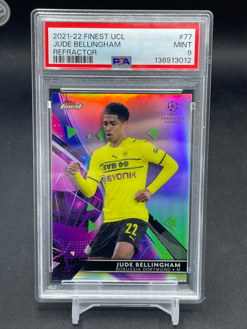 2021 TOPPS FINEST UCL - REFRACTOR - J. BELLINGHAM - #77 - PSA 9