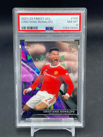 2021 TOPPS FINEST UCL - C. RONALDO - #100 - PSA 8