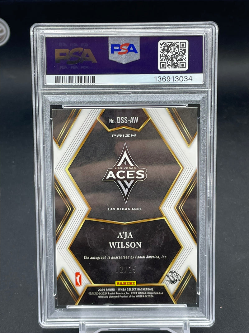 2024 PANINI SELECT WNBA - WHITE ICE - DRAFT SELECT SIGNATURE - A. WILSON - #DSSAW - #'D/25 - PSA 7 - AUTOGRAPH
