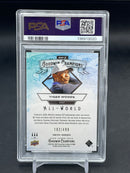 2025 UPPER DECK GOODWIN CHAMPIONS - NEON GREEN - ALL-WORLD - T. WOODS - #AW-2 - #'D/499 - PSA 8