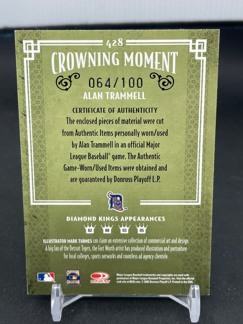 2005 DONRUSS RIAMOND KINGS - CROWNING MOMENT - A. TRANMELL - #428 - #'D/100 - DUAL RELIC