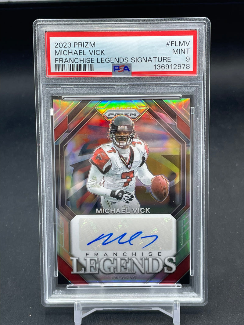 2023 PANINI PRIZM - FRANCHISE LEGENDS SIGNATURE - M. VICK - #FLMV - #'D/149 - AUTOGRAPH - PSA 9