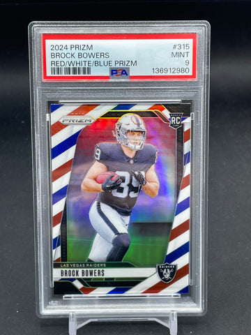 2024 PANINI PRIZM - RED/WHITE/BLUE PRIZM - B. BOWERS - #315 - PSA 9 - RC